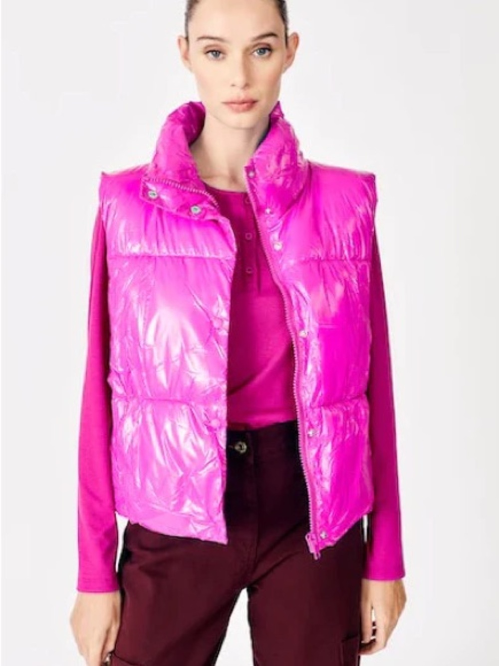 Deluc Hot Pink Glossy Quilted Puffer Vest